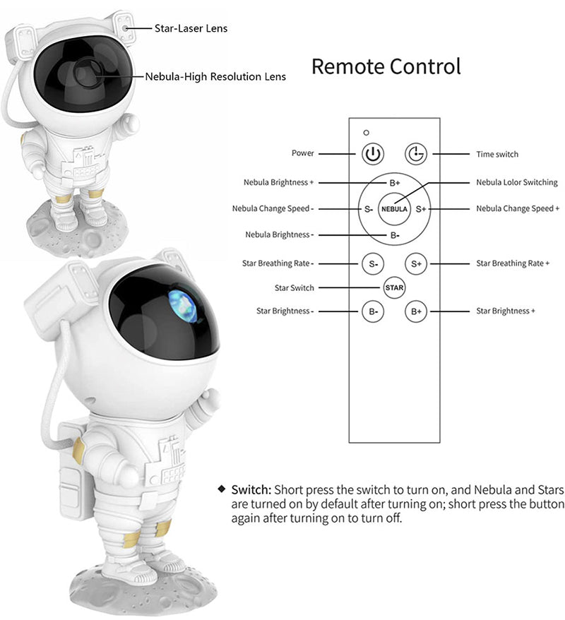 Astronaut – Galaxy projektor zvezdano nebo