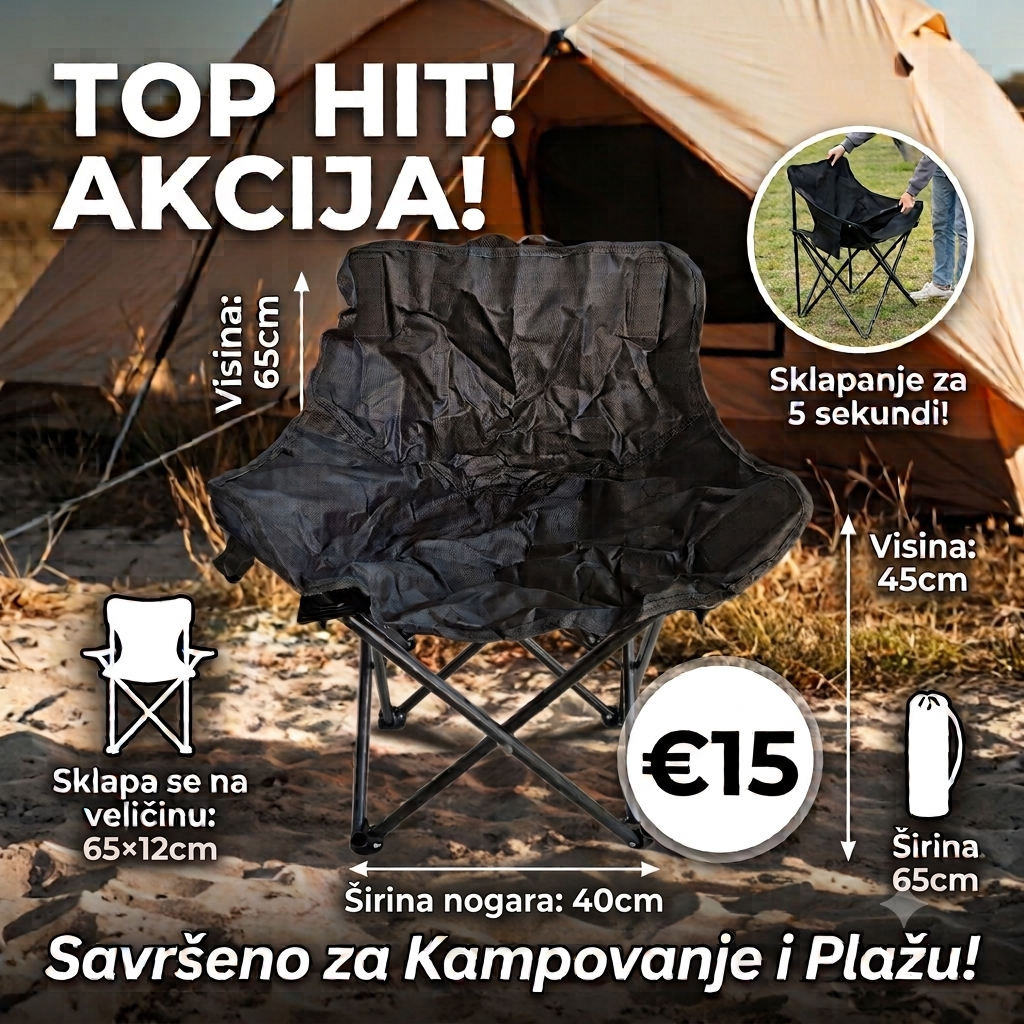 Sklopiva stolica u obliku lune za spoljašnju upotrebu