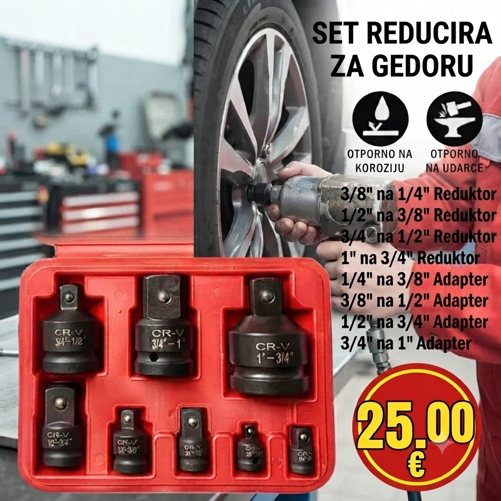 Set reducira za gedoru – Profesionalni alat od hrom-molibden čelika (8 komada)