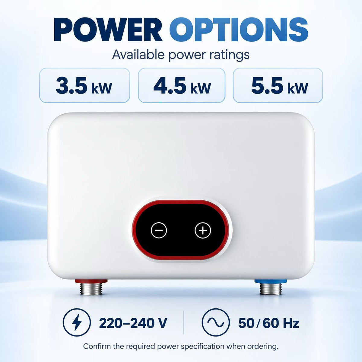 Električni bojler za brzo zagrijavanje – kuhinja i kupatilo (3500W/4500W/5500W)