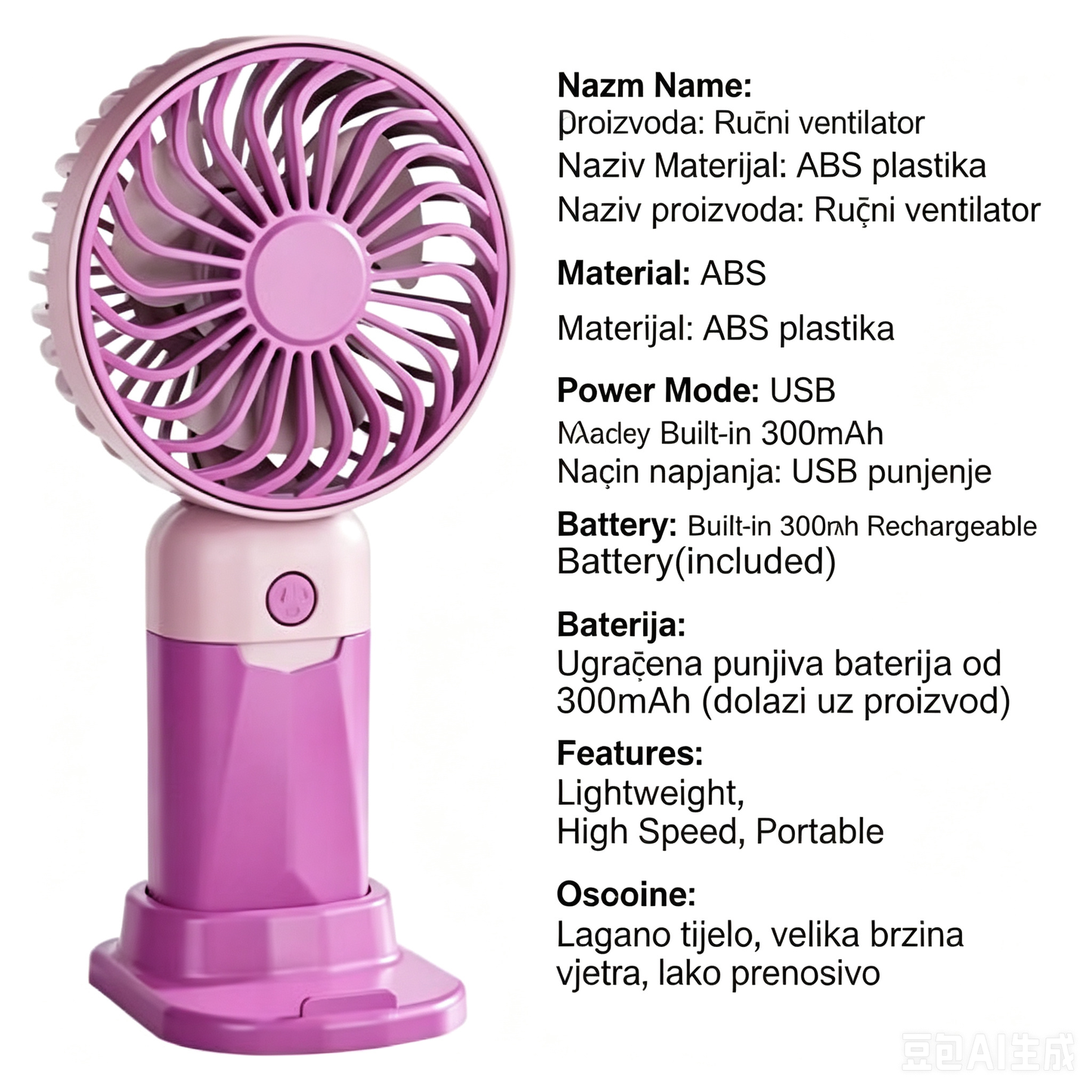 prenosivi ventilator za putovanja i hlađenje 3 brzine 1+1 Gratis