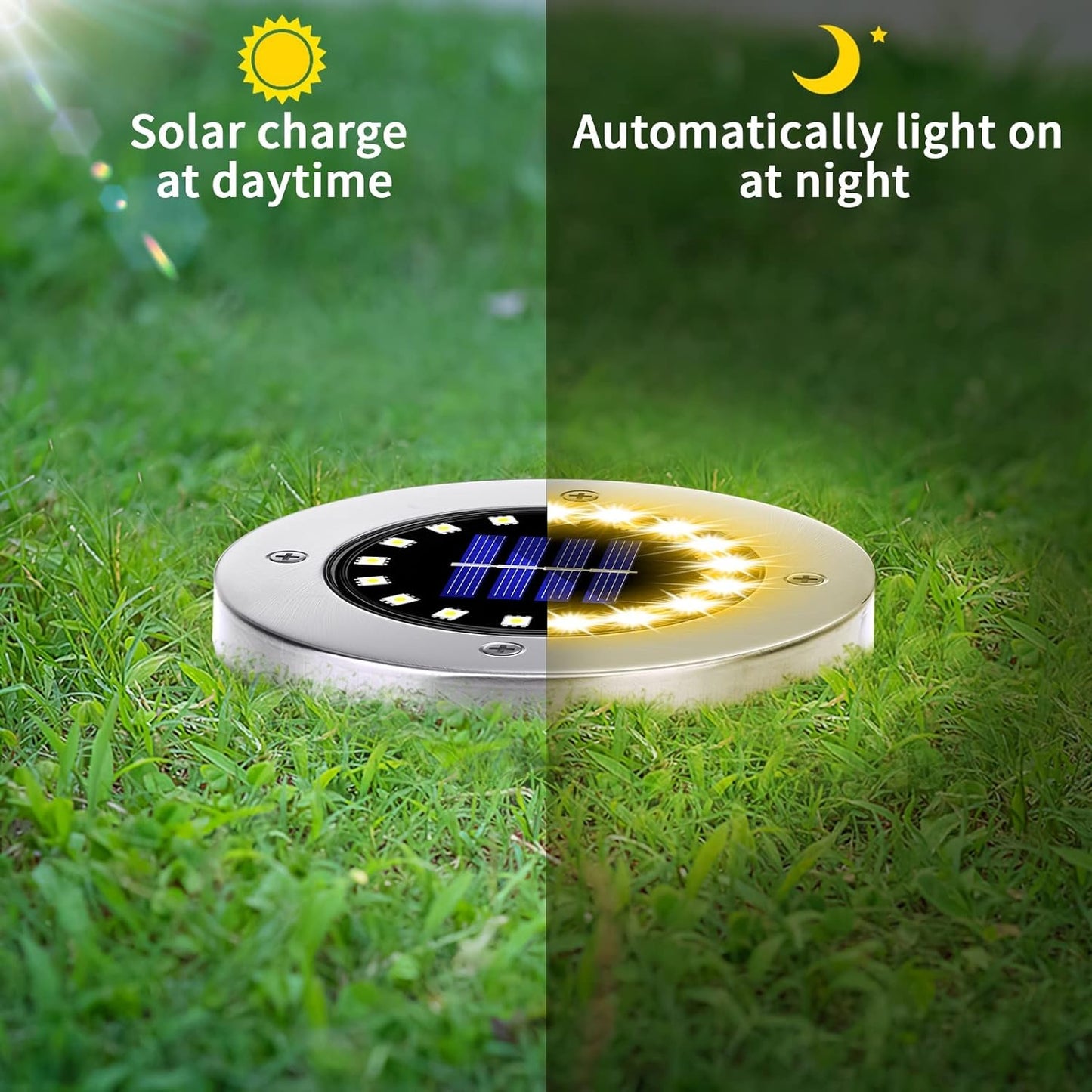 Baštenske solarne disk ubodne lampe 4 kom – 12led Disk Lights