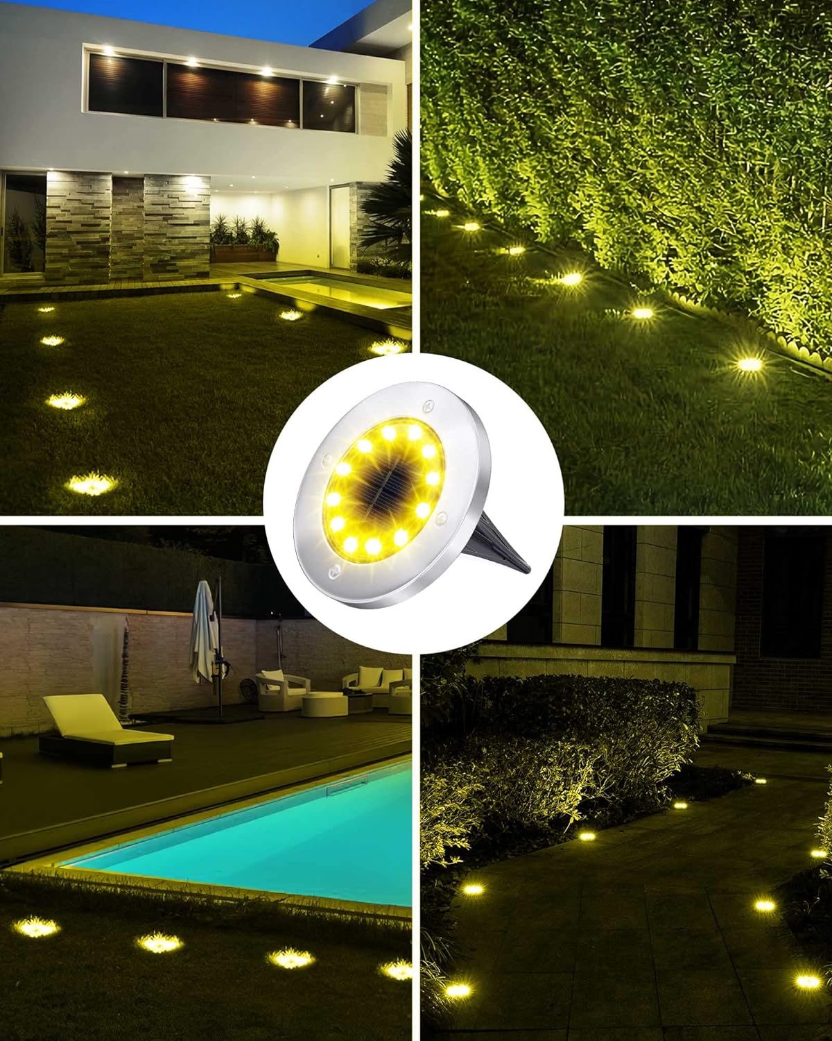 Baštenske solarne disk ubodne lampe 4 kom – 12led Disk Lights