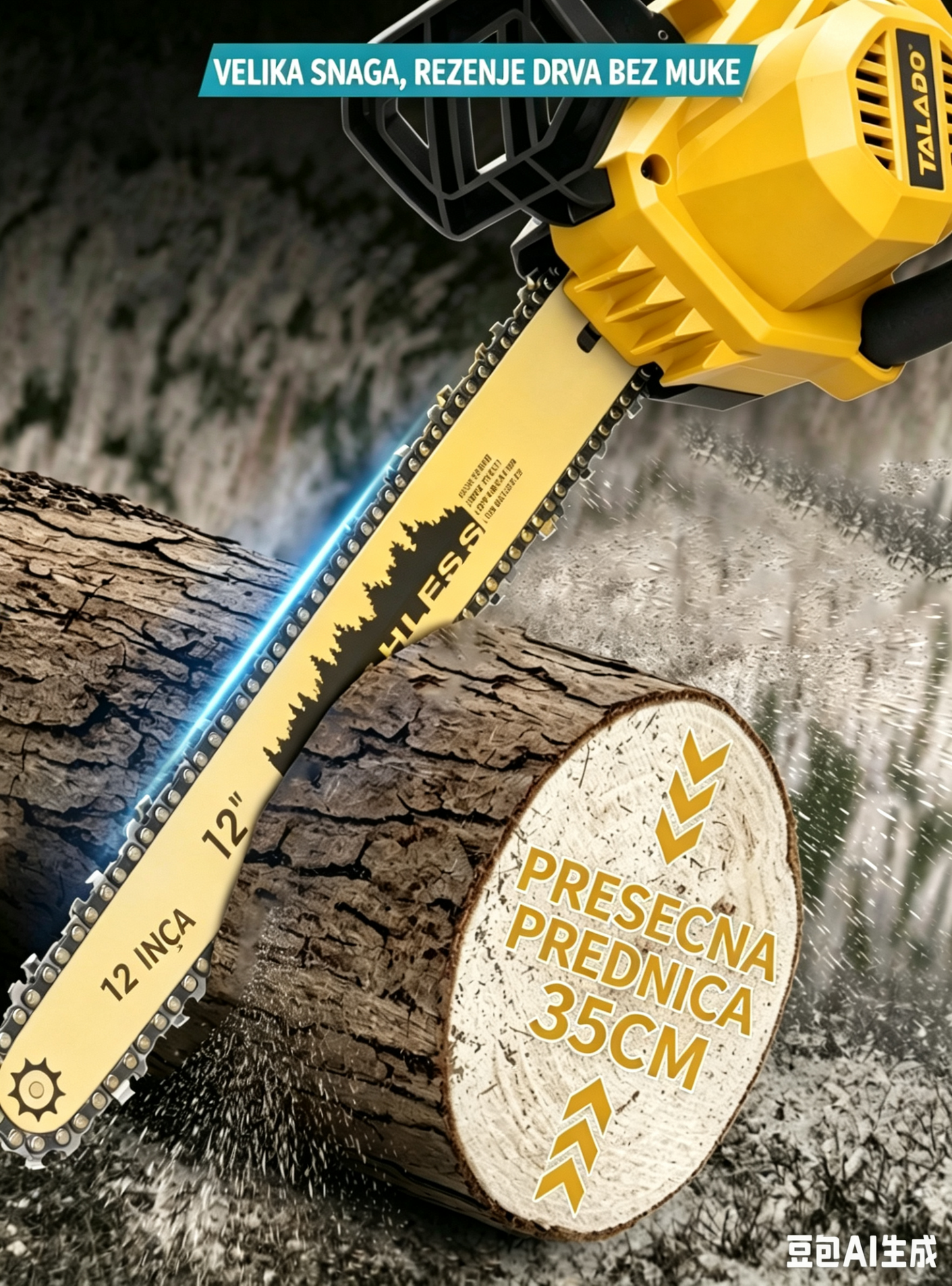 Akumulatorska Motorna Testera 12" – 21V Brushless | 2x Baterija + Kofer