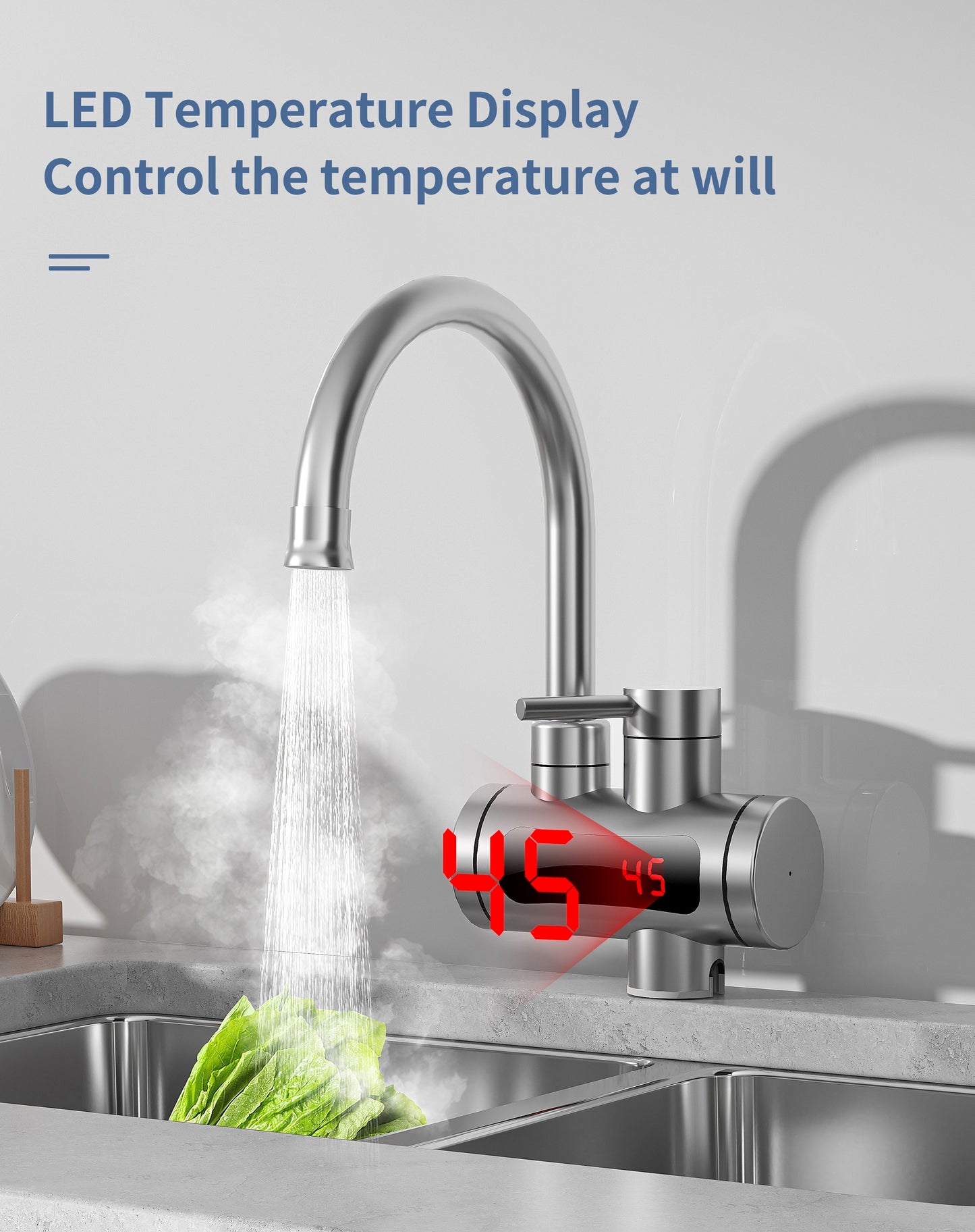Električna česma sa grijačem INOX LUX – Trenutna topla voda