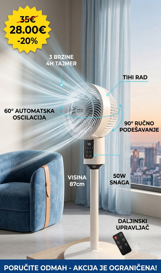 Ventilator za Cirkulaciju Vazduha – Podni i Stolni, 50W, Tihi Rad