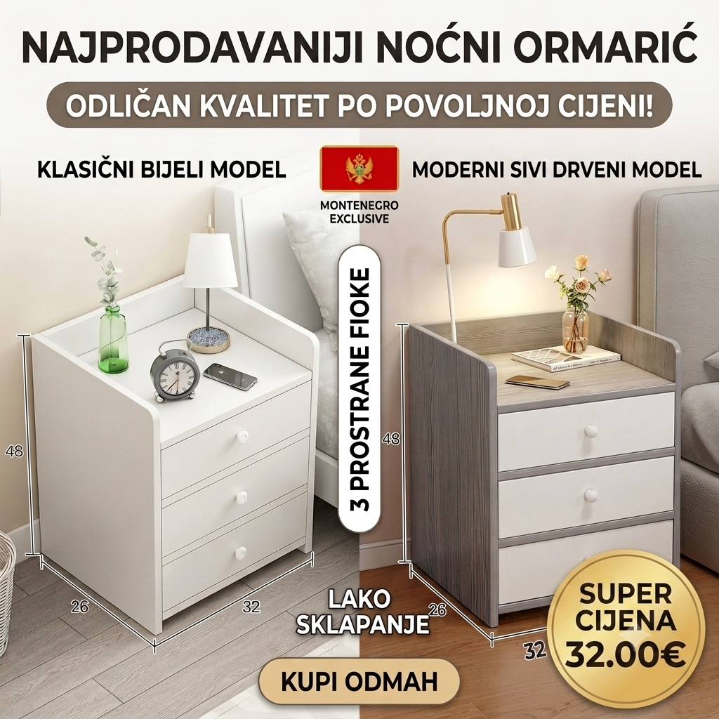 Noćnik sa 3 fioke