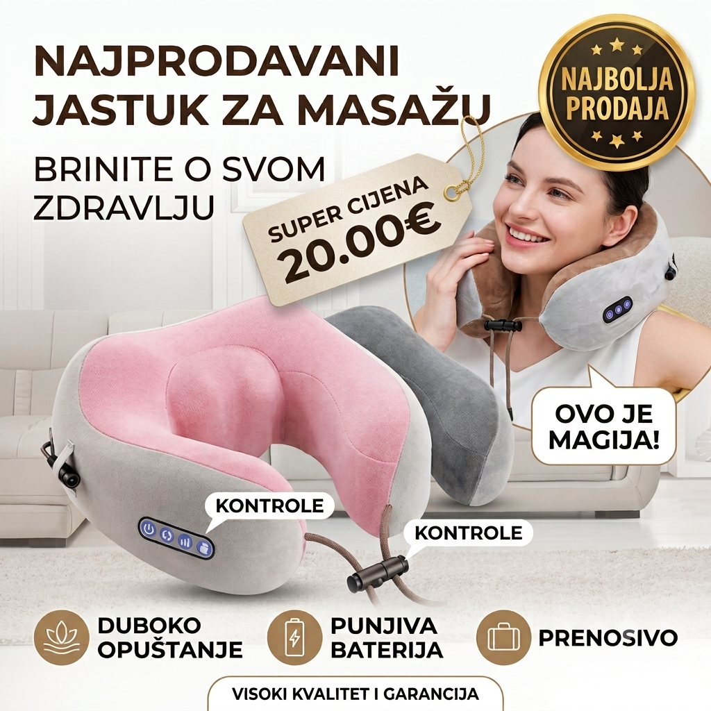 U-Shape Masažni Jastuk sa Grijanjem
