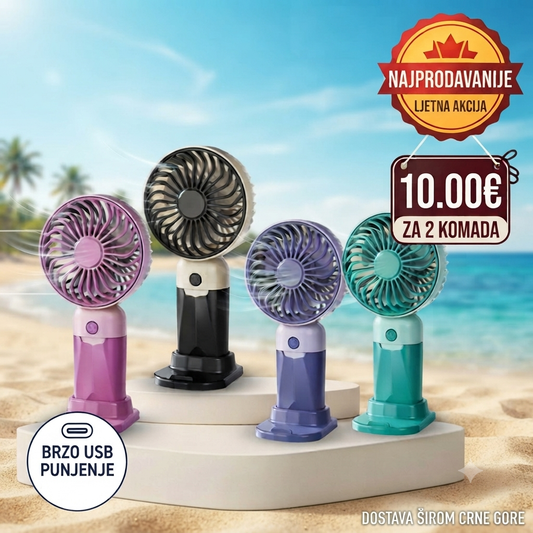 prenosivi ventilator za putovanja i hlađenje 3 brzine 1+1 Gratis