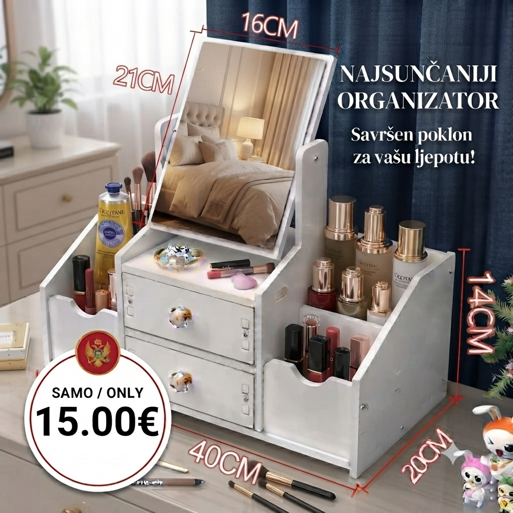 Multifunkcionalni organizator za kozmetike sa Ogledalom