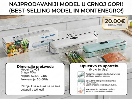 Vakuumirka YC-04 – Profesionalno vakuumiranje hrane za dugotrajnu svežinu