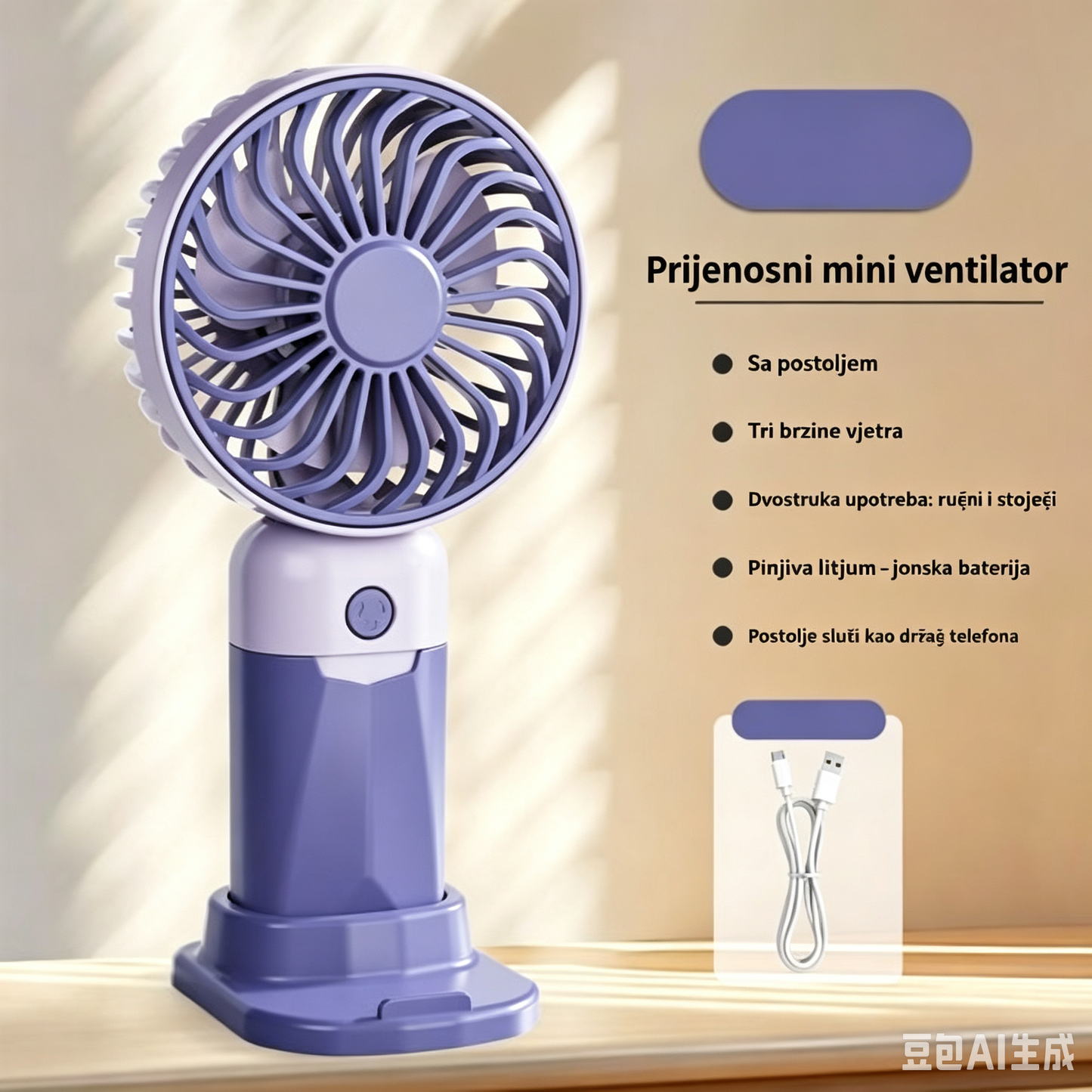 prenosivi ventilator za putovanja i hlađenje 3 brzine 1+1 Gratis