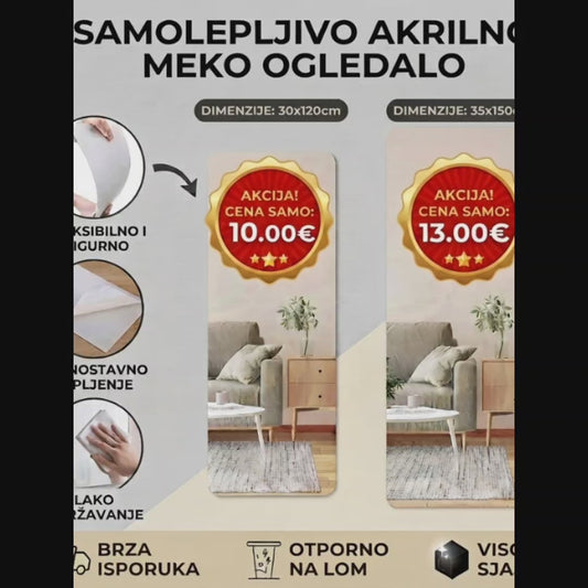 Samoljepljivo Akrilno Meko Ogledalo – Nelomljivo, Fleksibilno