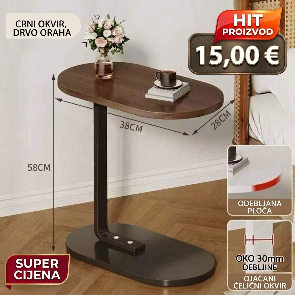 Moderni pomoćni stočić za dnevnu sobu – Elegancija i praktičnost u drvetu oraha boja